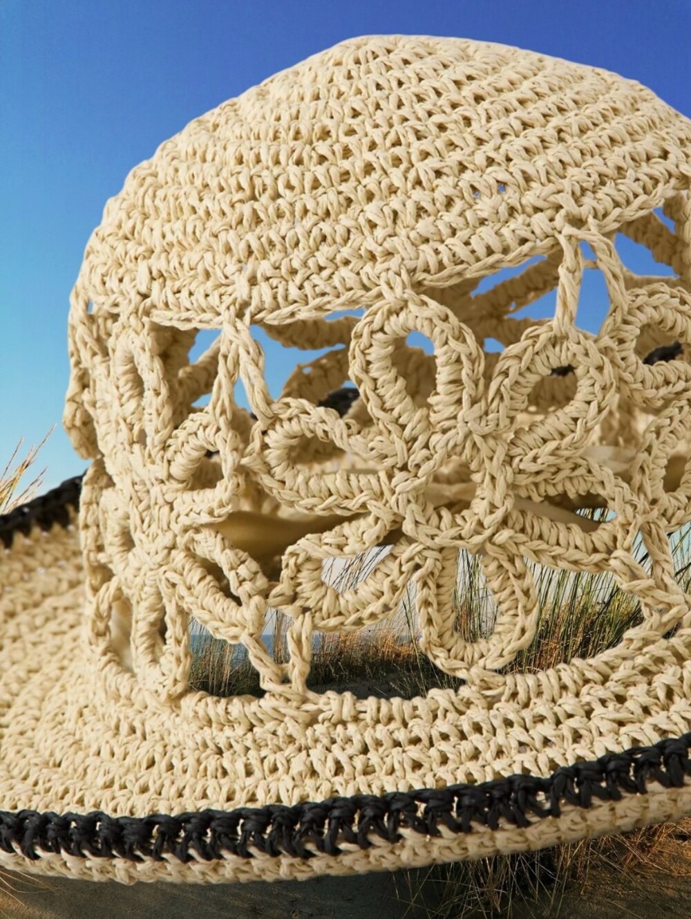 NEW! American Eagle Raffia Flower Crochet Bucket Hat – Natural - Picture 3 of 8